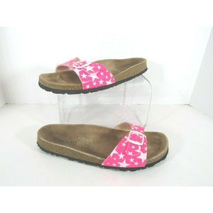 Texto Anatomically Shaped Sandals Pink White Stars One Strap Buckle Women's Sz